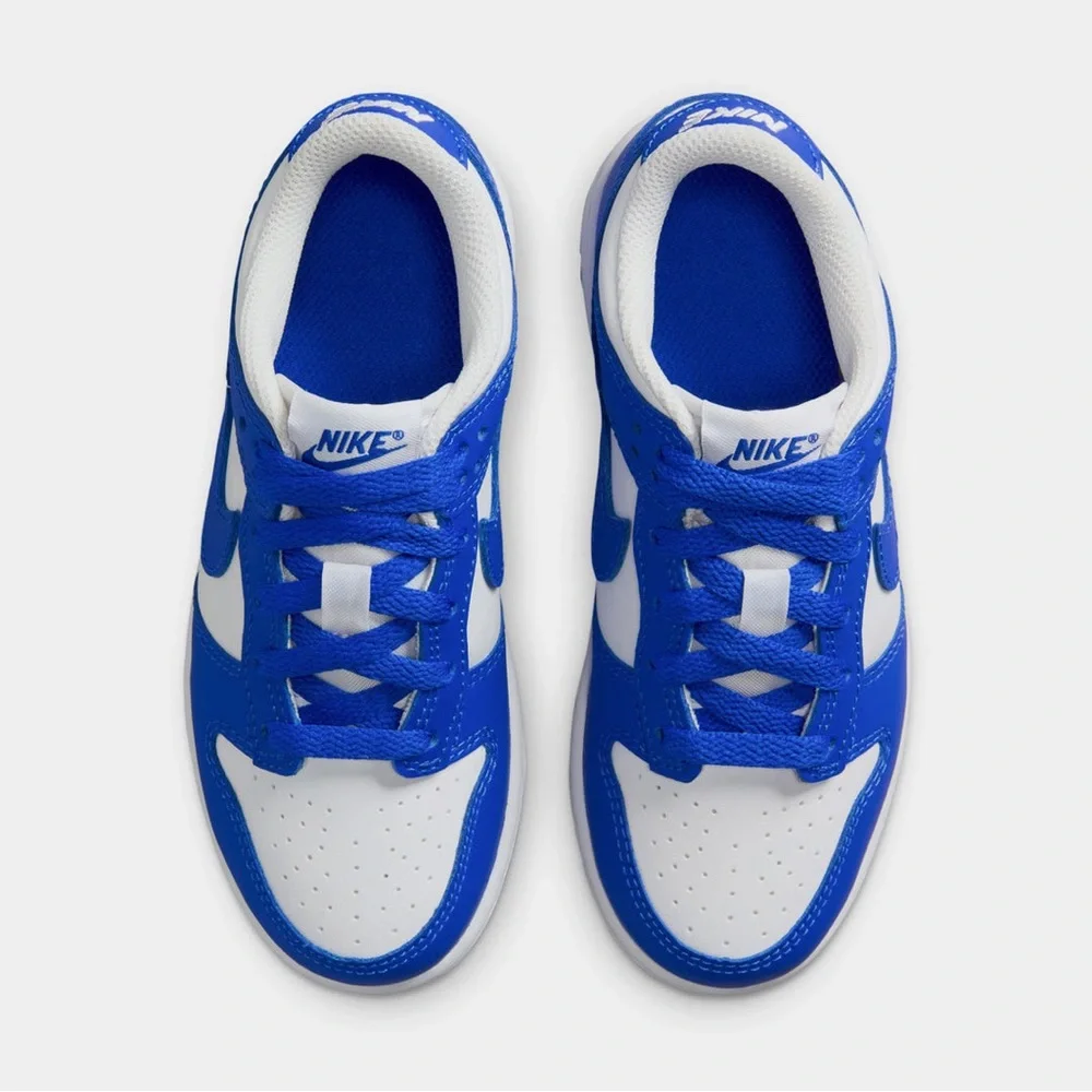 Nike Dunk Low Kids Basketball Sneakers in Blue and White - Picture 2 of 5